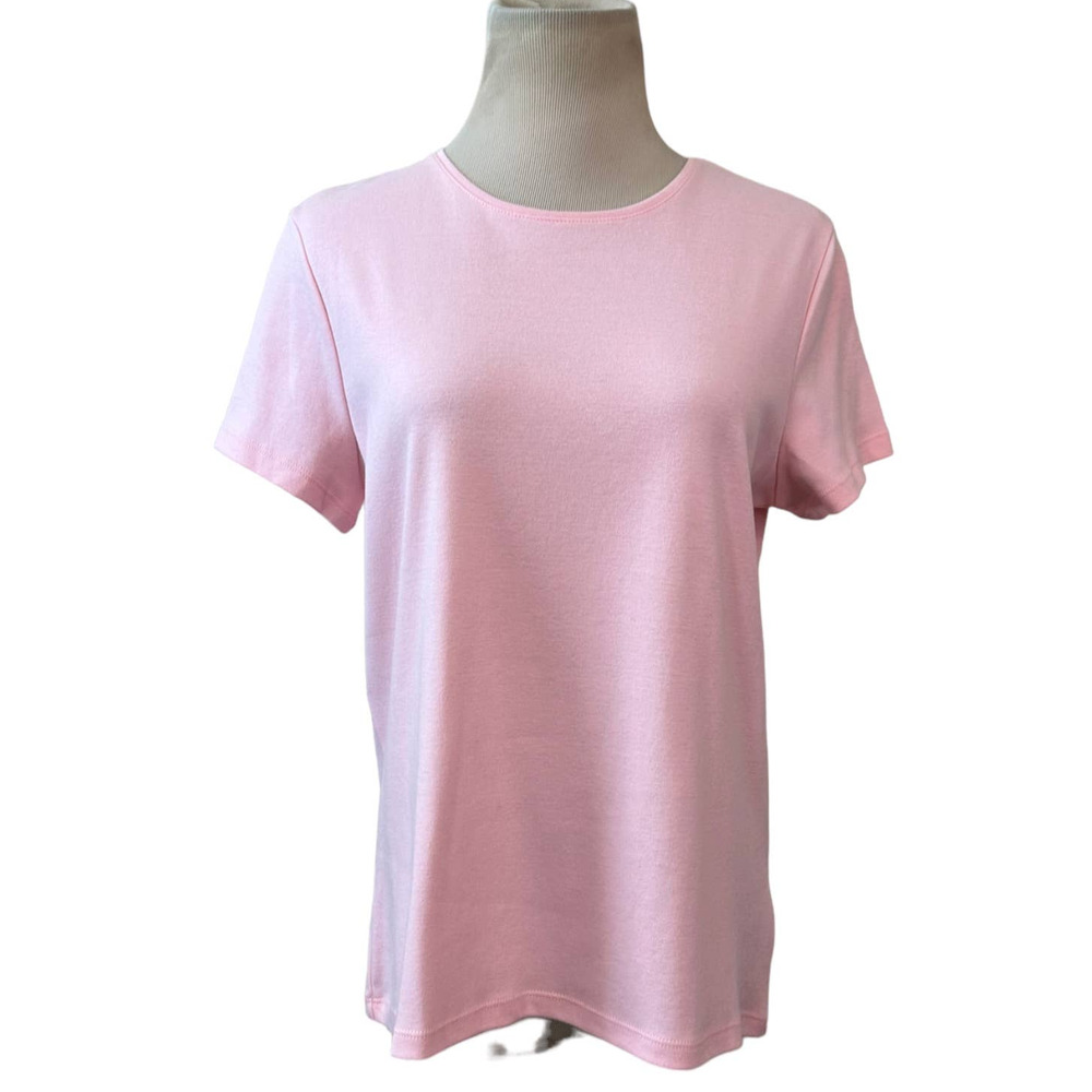 Croft & Barrow pink crew neck short sleeves cotton top size PL